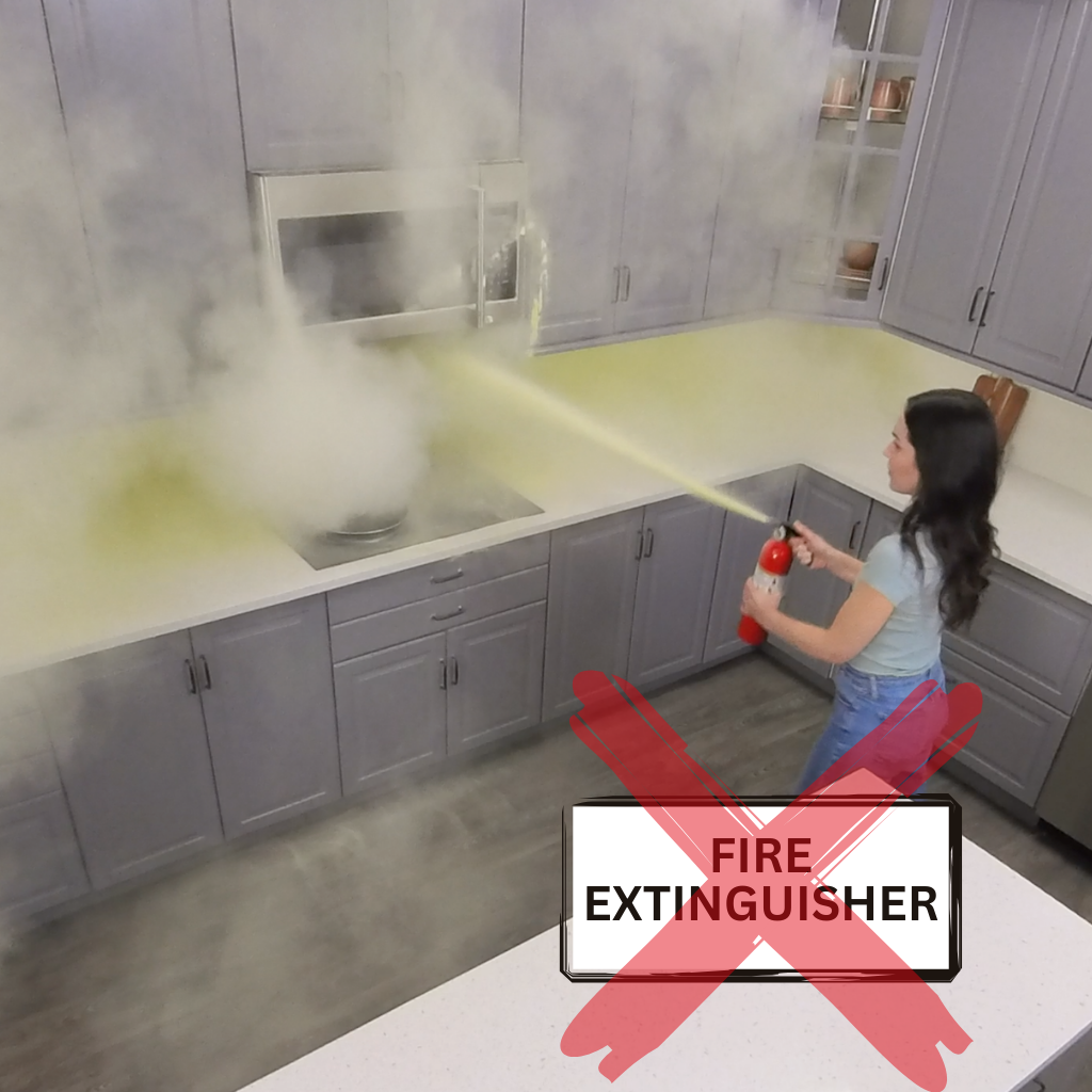 Fire extinguishers make a huge mess!